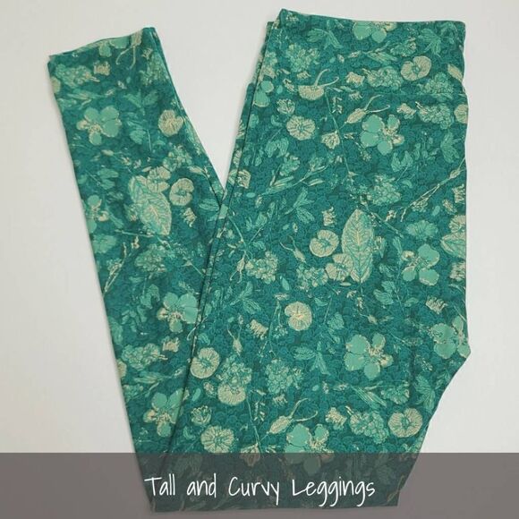 LuLaRoe TC Leggings Green Floral NEW - Picture 1 of 1